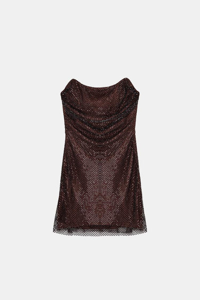 Mini Dress Serena – Mahogany Crystal Mesh