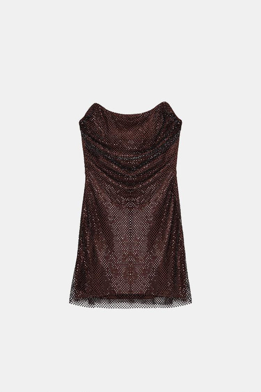 Mini Dress Serena – Mahogany Crystal Mesh