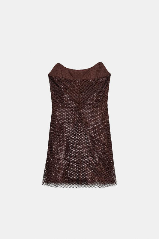 Mini Dress Serena – Mahogany Crystal Mesh
