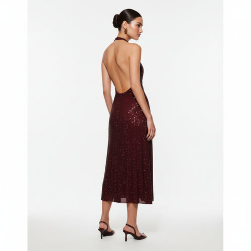 Abito Midi Halter Diamante Genie - Mogano