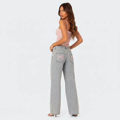 Violetta Bow Tie Jeans - Jeans oversize con fiocchi