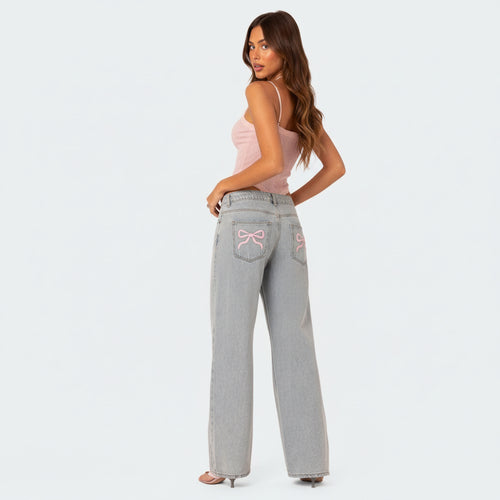 Jeans Violetta Bow Tie - Jeans Oversized con Fiocchi