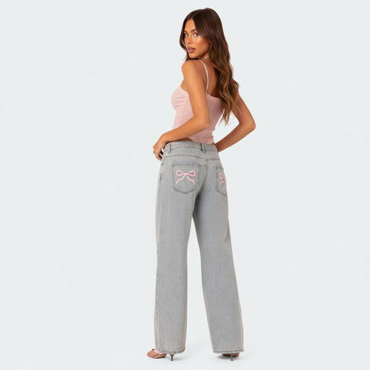 Violetta Bow Tie Jeans - Jeans oversize con fiocchi
