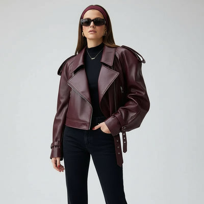 Nola | Giacca Elegante in Pelle con Dettagli di Lusso sulle Spalle