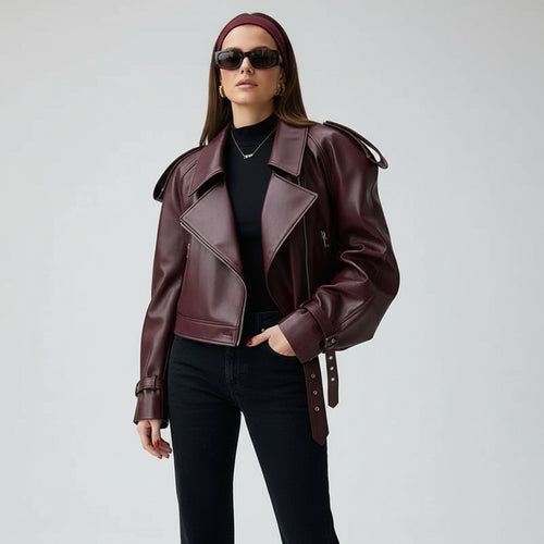 Nola | Giacca Elegante in Pelle con Dettagli di Lusso sulle Spalle