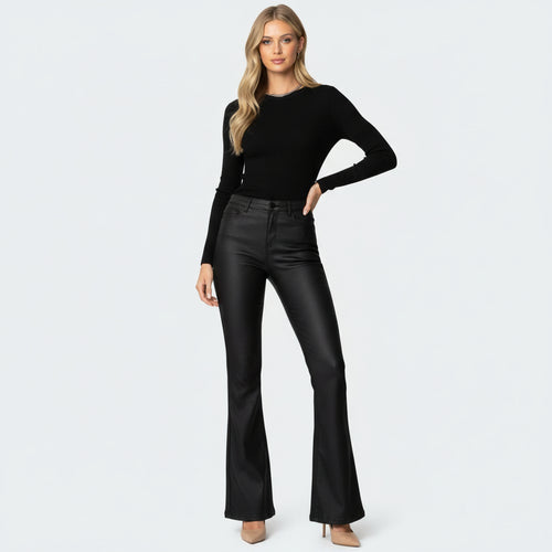 Eleonora | Jeans a Campana in Ecopelle