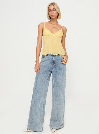 Gemma - Yellow Lace Top