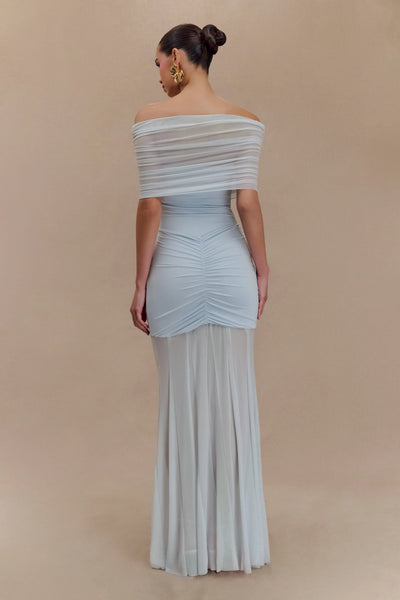 Luciana Caspian Maxi Dress – Off Shoulder in Mesh and Slinky