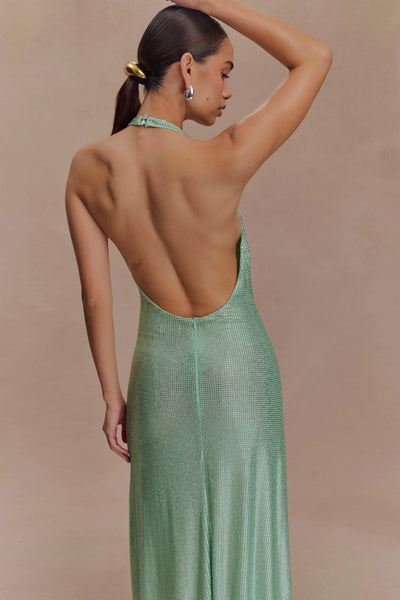 Viviana | Abito Midi Halter Diamante – Mogano