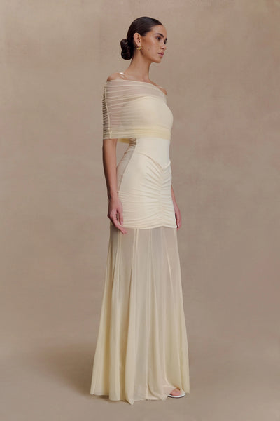 Abito Maxi Luciana Caspian – Off Shoulder in Mesh e Slinky