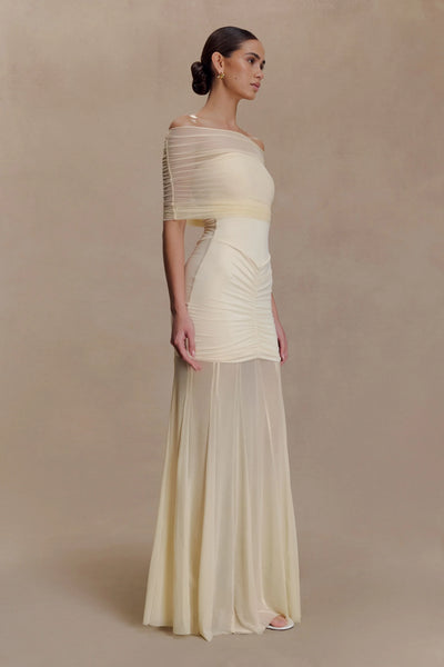Luciana Caspian Maxi Dress – Off Shoulder in Mesh and Slinky