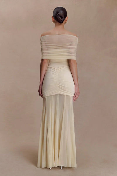 Luciana Caspian Maxi Dress – Off Shoulder in Mesh and Slinky
