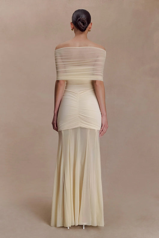 Luciana Caspian Maxi Dress – Off Shoulder in Mesh and Slinky