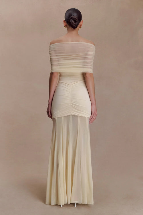 Luciana Caspian Maxi Dress – Off Shoulder in Mesh and Slinky