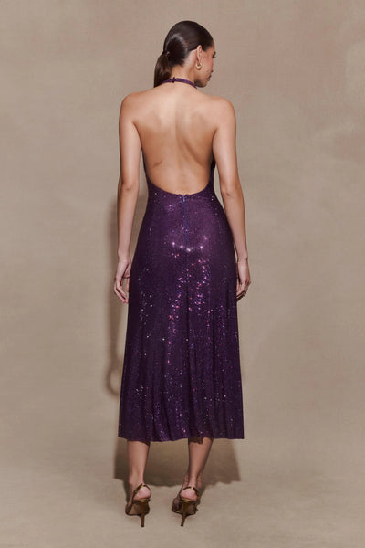 Viviana | Abito Midi Halter Diamante – Mogano