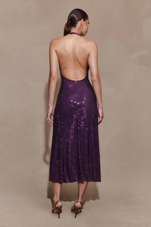 Viviana | Abito Midi Halter Diamante – Mogano