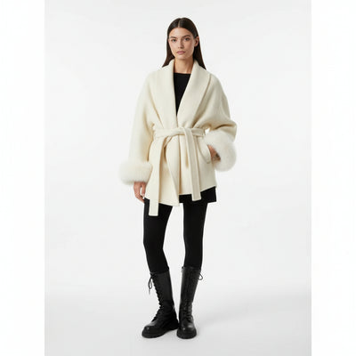 Bellavène – Cappotto con cintura in pelliccia sintetica