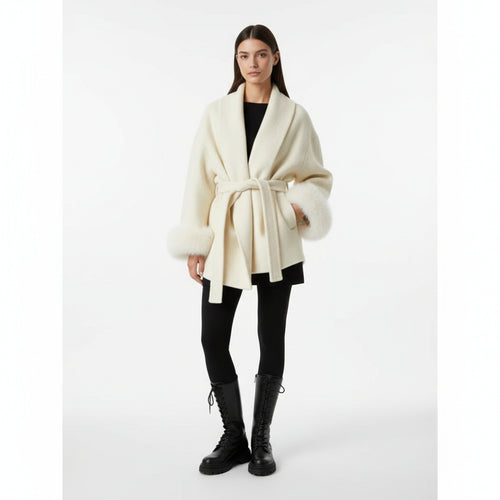 Bellavène – Cappotto con cintura in pelliccia sintetica