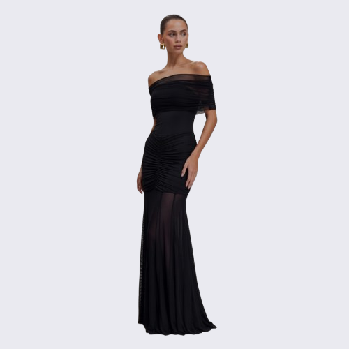 Luciana Caspian Maxi Dress – Off Shoulder in Mesh and Slinky