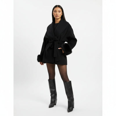 Bellavène – Coat with Faux Fur Belt