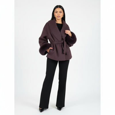 Bellavène – Cappotto con cintura in pelliccia sintetica
