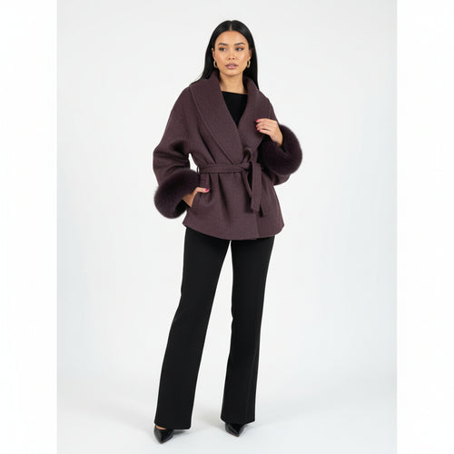 Bellavène – Cappotto con cintura in pelliccia sintetica