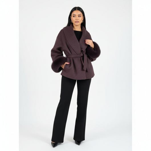 Bellavène – Cappotto con cintura in pelliccia sintetica