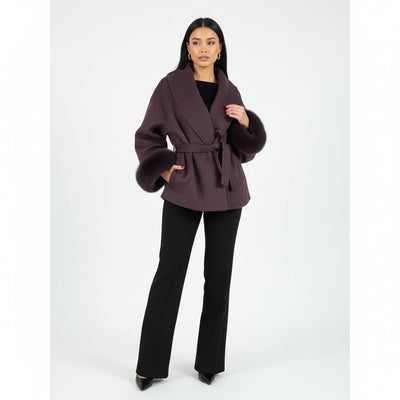 Bellavène – Coat with Faux Fur Belt
