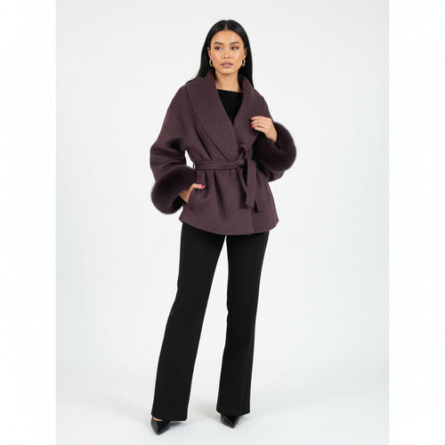 Bellavène – Coat with Faux Fur Belt