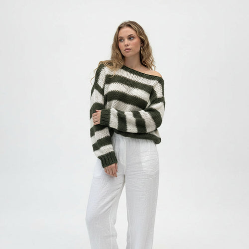 Navy Striped Chunky Sweater Delvey
