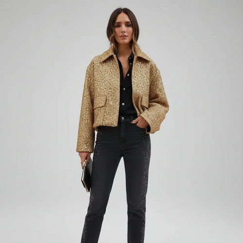 Jane | Giacca di Paillettes Dorata