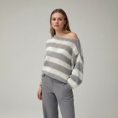 Maglione Chunky a Righe Navy Delvey