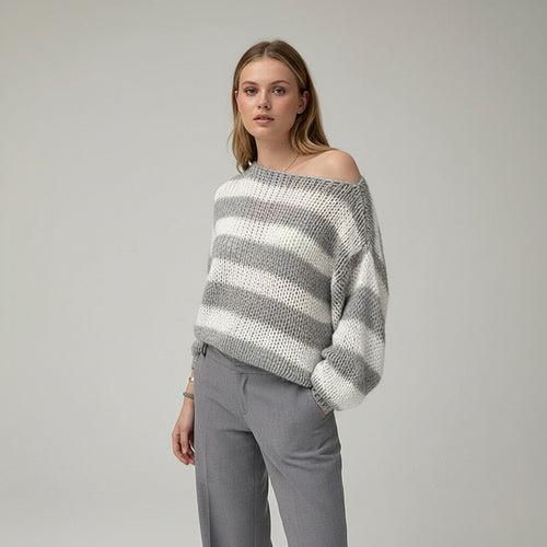 Maglione Chunky a Righe Navy Delvey