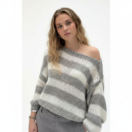 Navy Striped Chunky Sweater Delvey