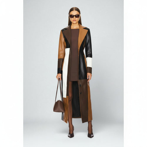 Mosaic Leather Coat Rosaline