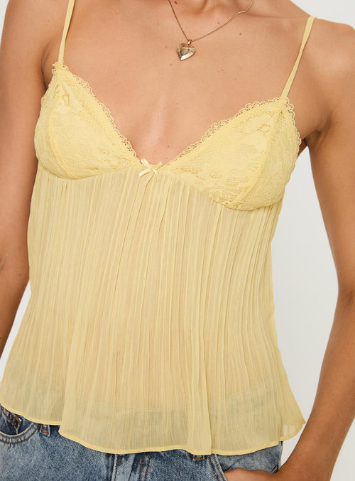 Gemma - Yellow Lace Top
