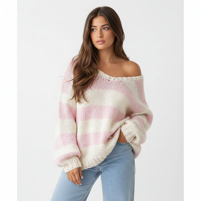Maglione Chunky a Righe Navy Delvey