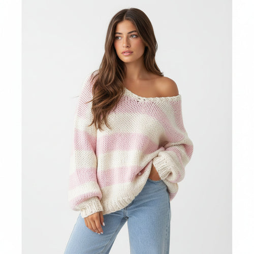 Navy Striped Chunky Sweater Delvey