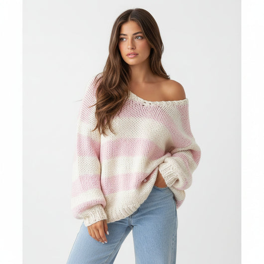 Navy Striped Chunky Sweater Delvey