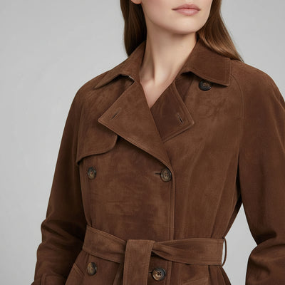 Solana - Cappotto Trench in Pelle Scamosciata
