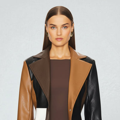 Mosaic Leather Coat Rosaline