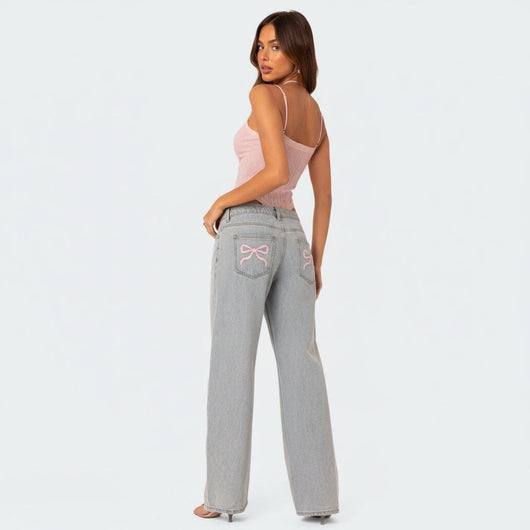 Violetta Bow Tie Jeans - Oversized Jeans with Bows