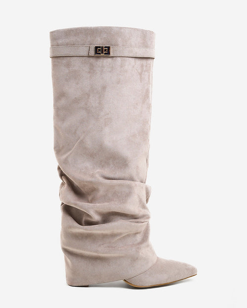 Stivali Lavista Slouchy in suede al ginocchio - Taupe