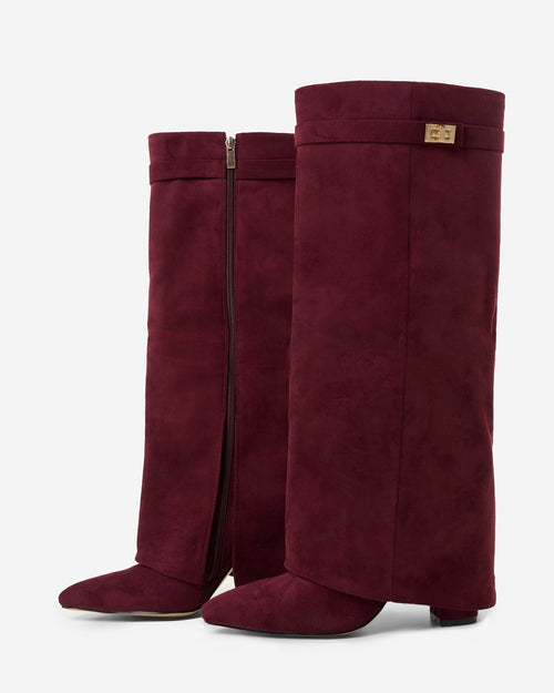 Lavista Suede Knee-High Boots - Burgundy