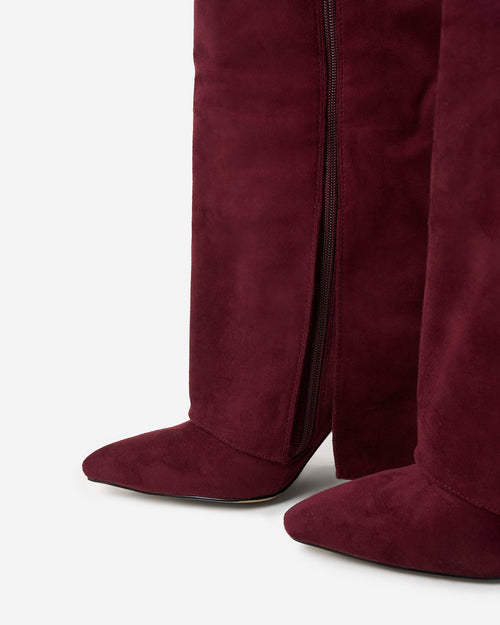 Lavista Suede Knee-High Boots - Burgundy