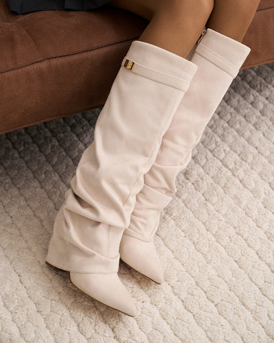Knee-High Suede Boots Lavista - Cream