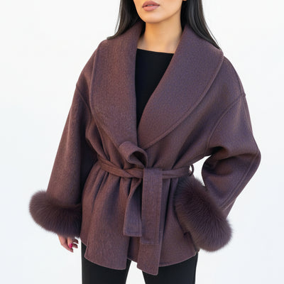 Bellavène – Cappotto con cintura in pelliccia sintetica