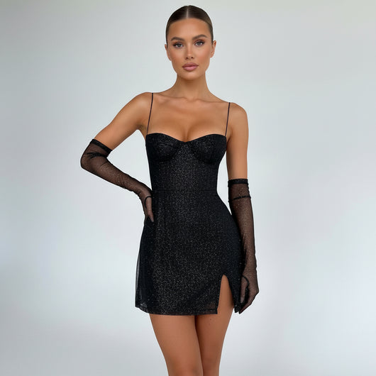 Abito Mini Pixie - Nero Glitter