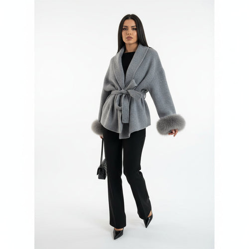 Bellavène – Coat with Faux Fur Belt