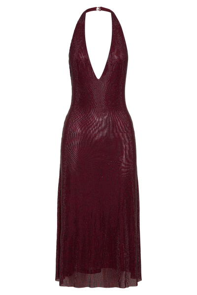 Midi Halter Diamond Genie Dress - Mahogany
